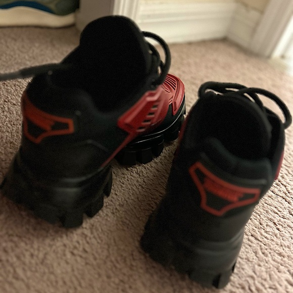 Red And Black Prada Sneakers WARN ONCE great condition NO BOX sorry selling AI - Picture 3 of 5